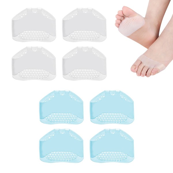 Pack of 8 Metatarsal Pads, Honeycomb Forefoot Pads, Breathable Non-Slip Cover Foot Pads, for Relieving Foot Pressure Morton's Neuroma Metatarsalgia Forefoot Pain Blisters Callus