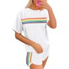 MYHALF Womens 2 Piece Short Sets Summer Outfits Rainbow Stripes