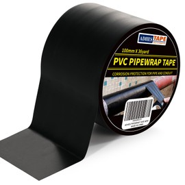ADHES Corrosion Protection Pipe Tape, PVC Weatherproof Wrap Duct Tape for Drain Pipe, Metal & Electrical Piping, Outdoor, Underground Pipe, 4 Inch X 36 Yds, Black