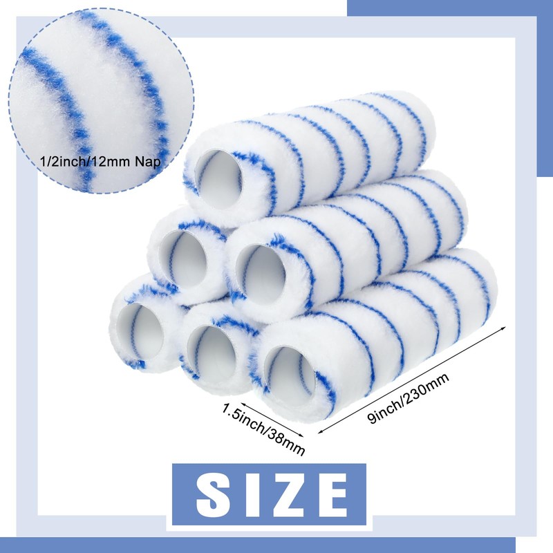 Jerify 36 Pcs 1/2 x 9" Paint Roller Covers Microfiber