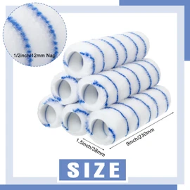 Jerify 36 Pcs 1/2 x 9" Paint Roller Covers Microfiber Roller Paint Brush Naps for Wall House Supplies Kit(White, Blue)