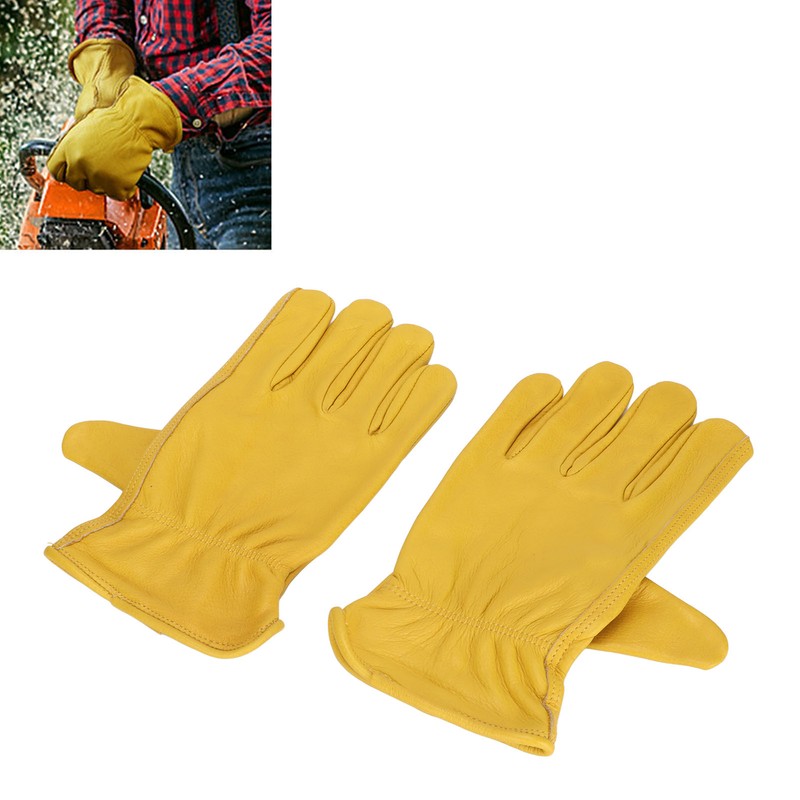 Garden Cowhide Gloves Wear Resistance Full Finger Leather Gloves for