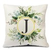 Snycler Monogram Letter J Throw Pillow Covers Floral 18x18 Inch,