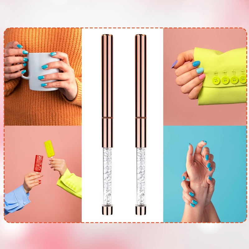 Oval & Flat UV Gel Nail Brush Rhinestone Handle Nail