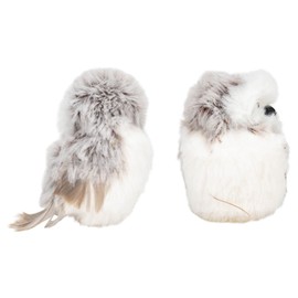 3.5" Fuzzy Plush White Barn Owl Christmas Ornament Set of 2