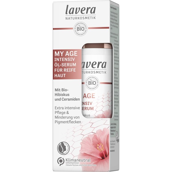 lavera My Age Intensive Oil Serum - Organic Hibiscus & Ceramides of Plant Origin - Reduces Pigment Spots - for Mature Skin - Certified Natural Cosmetics - Vegan - Organic - Face Care (1 x 30 ml)