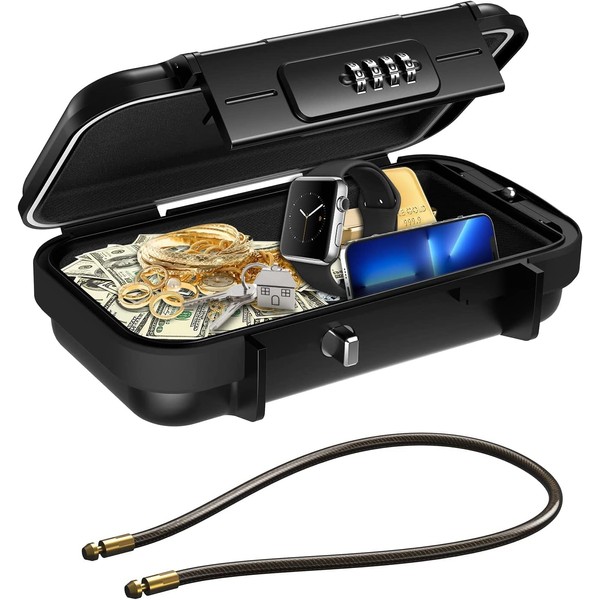 AMIR Travel Safe Portable Lock Box, 4 Digit Combination Lockbox,