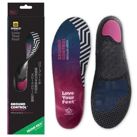 SPENCO 220590 Ground Control, Medium Arch, Ergonomic Hard Corrective Insole, Insole, For All Sports, Daily Life, Adjustable Size, Power Plate, Ground Reaction Gel Pad, Unisex (Size L, 10.8 - 11.4 inches (27.5 - 29.0 cm), Black/Purple