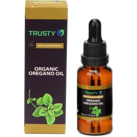 Trusty Organic Oregano Oil 30ml Super Concentrated USDA Organic Oil of Oregano Drops for Immune Support and Digestive Health - Vegan Non GMO 100% Pure Oregano Oil Drops for Kids and Adults