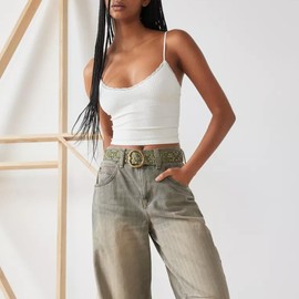 Women Y2k Spaghetti Strap Lace Frill Camisole See-Through Halter Cami Tank Crop Shirts Summer Going Out Top Streetwear(White, M)