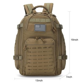 W WINTMING 35L Tactical Backpack for Men Heavy Duty Military Backpack 3 Day Assault Pack Molle Backpack Hiking Rucksack (Tan)