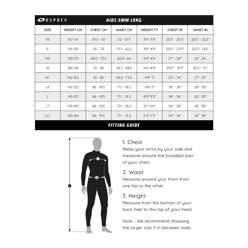 Osprey | Kids 5mm Wetsuit, Full-Length Winter Kids Neoprene Surfing