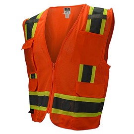 Radians SV6 Two Tone Class 2 Surveyor Polyester All Mesh Vests with Contrasting Trim, Orange, Large (SV6-2ZOM-L)