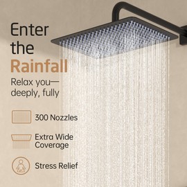 KES Rain Shower System, 12-inch Rectangle Shower Head Set, Wall mounted Shower Valve Kit, Black Shower Faucet Set with High Pressure Rain Shower and Handheld, cUPC Certified, XB6242S12-BK