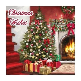 Eurowrap Assorted Christmas Cards Xmas at Home, 2 Designs Seasons Greetings and Christmas Wishes - Pack of 12