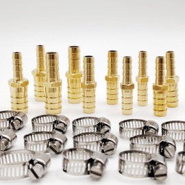 30Pcs Brass Hose Barb Reducer Fittings Assortment, 1/4'' 5/16'' 3/8'' 1/2'' ID Hose Reducing Barbed Connector, Hose Splicer Mender for Air/Oil/water/Gas Hose
