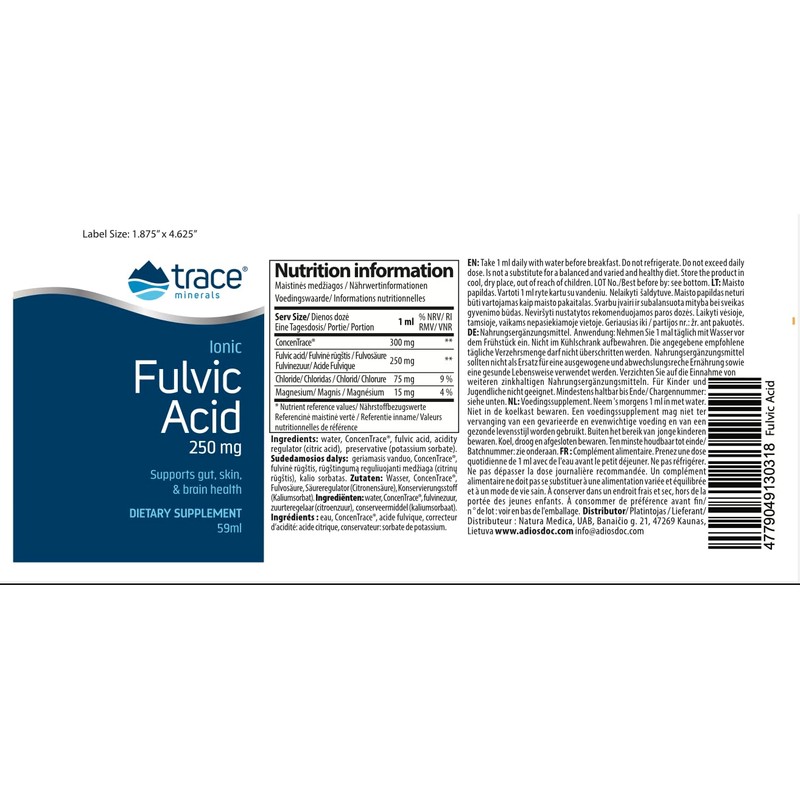 Trace Minerals Fulvic Acid | Liquid Ionic Fulvic Acid |