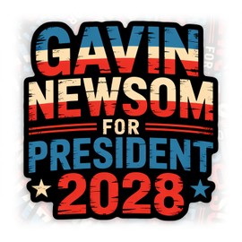 Gavin Newsom for President 2028 Sticker Newsom 2028 Patriotic Election 2028 Black Waterproof Vinyl Sticker for Water Bottle Hard Hat Helmet Bumper Car Laptop