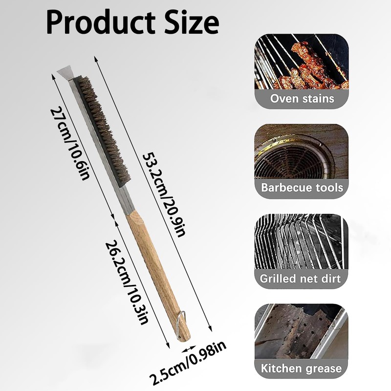 Pizza Oven Brush - Wooden Handle BBQ Brush, Pizza Stone