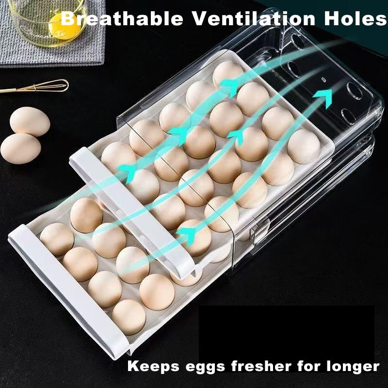 Mxsapve Egg Holder for Fridge 40 Eggs Container Holders Dispenser