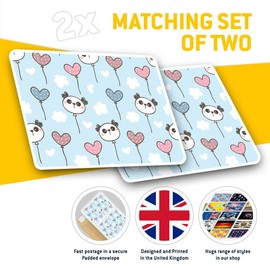 Rectangle Stickers(Set of 2) 7.5cm - Panda Bear Balloons Love Heart Baby Fun Decals for Laptops,Tablets,Luggage,Scrap Booking,Fridges, 16816