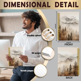 LUKIPOM Misty Forest Mountain Notebook Journal, You Are Our Greatest Adventure Kids Spiral Notebook 5.5x8.3, Inspirational Journal for School Supplies