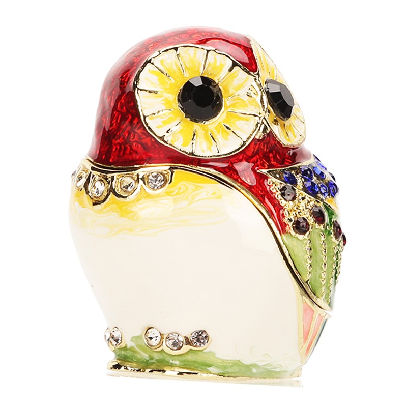 Metal Trinket Box Owl Shape Shiny Exquisite Zinc Alloy Jewelry