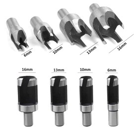 RoadLoo 16 Piece Tenon Drill Bit Set, Wood Plug Cutter Drill Bit Set, Graft Drill Bit Cutter Drill Tenon Mill 6 mm / 10 mm / 13 mm / 16 mm for Hand Drill Woodworking