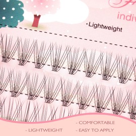 FinyDreamy 10D Lash Clusters 240pcs Individual Lash Extensions Natural Cluster Lashes 10-14mm Mix Lengths C Curl 0.07mm Thickness eyelash Individual Cluster Lashes Apply Under your Lashes(10D10-14mm)
