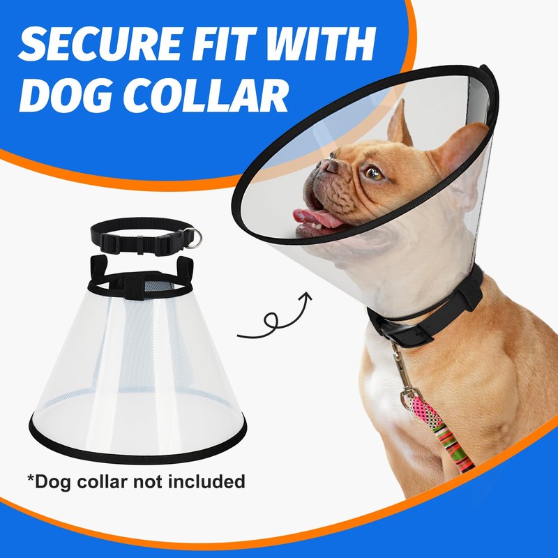 Supet Dog Cone Collar Adjustable After Surgery, Comfortable Pet Recovery
