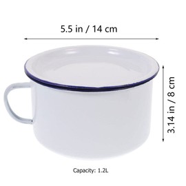 Luxshiny 2pcs Enamel Instant Noodle Bowl Enamel Soup Bowl Mixing Bowl Enamel Wash Basin Food Prep Container Enamelware Bowl Enamel Pasta Bowl Soup Cup Student High Capacity Kitchen Supplies