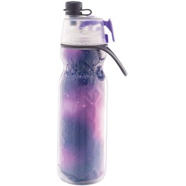 O2COOL Mist 'N Sip Misting Water Bottle 2-in-1 Mist And Sip Function With No Leak Pull Top Spout Reusable Sports Water Bottle - 20 oz (Celestial Purple)