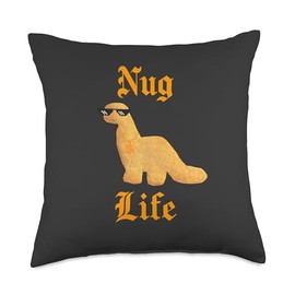 Nug Life Dino Nuggs Dino Chicken Nuggets Dinosaur Nugget Throw Pillow