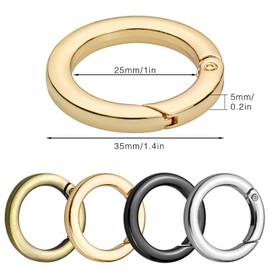 Hysagtek Spring O Rings, 16 Pcs Round Spring Snap Clip Hook 35mm Round Carabiner Clips Trigger Heavy Duty Keyring Buckle for Bags Purses Key Chains Crafts, 4 Colors