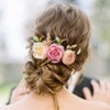 Fangsen Black Wedding Pink Ivory Rose Flower Hair Comb Bridal