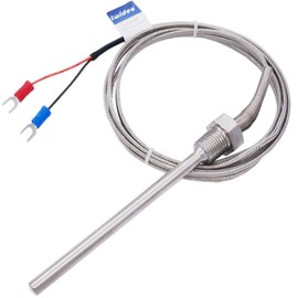Twidec/2M NPT 1/4" inch (6X100MM) Pipe Thread Temperature Sensor Probe Two Wire Temperature Controller (0~600℃) 304 Stainless Steel K Type Thermocouple MT-205-1/4