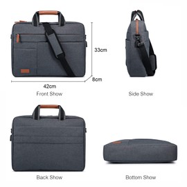 LOVEVOOK Laptop Bag for 17-17.3 Inch Notebook, Waterproof Briefcase, Men's Shoulder Bag, MacBook Bag, Business Bags for Men, darkgray