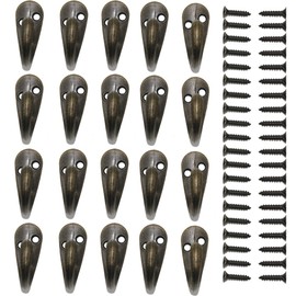 Gutapo Coffee Cup Hooks 20pcs Vintage Bronze Hooks Door Wall Closet Mounted Single Hook Hangers for Robe Coat with 46pcs Screws