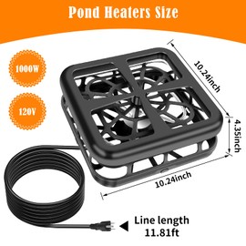GJL Floating & Submersible Pond Heater, 1000W Pond Heaters for Outdoor Ponds with Fish, Thermostat Control Pond Deicer Koi Pond Heater Stock Tank Heater Water Trough Heater for Winter
