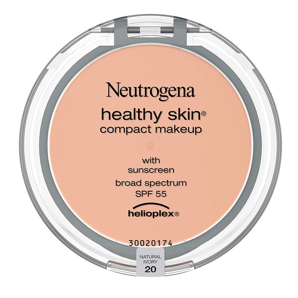 Neutrogena Healthy Skin Compact Lightweight Cream Foundation Makeup with Vitamin E Antioxidants, Non-Greasy Foundation with Broad Spectrum SPF 55, Natural Ivory 20,.35 oz