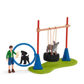 Schleich Farm World, Farm Toys for Girls and Boys Ages 3-8, 14-Piece Playset, Puppy Agility Training at the Dog Park