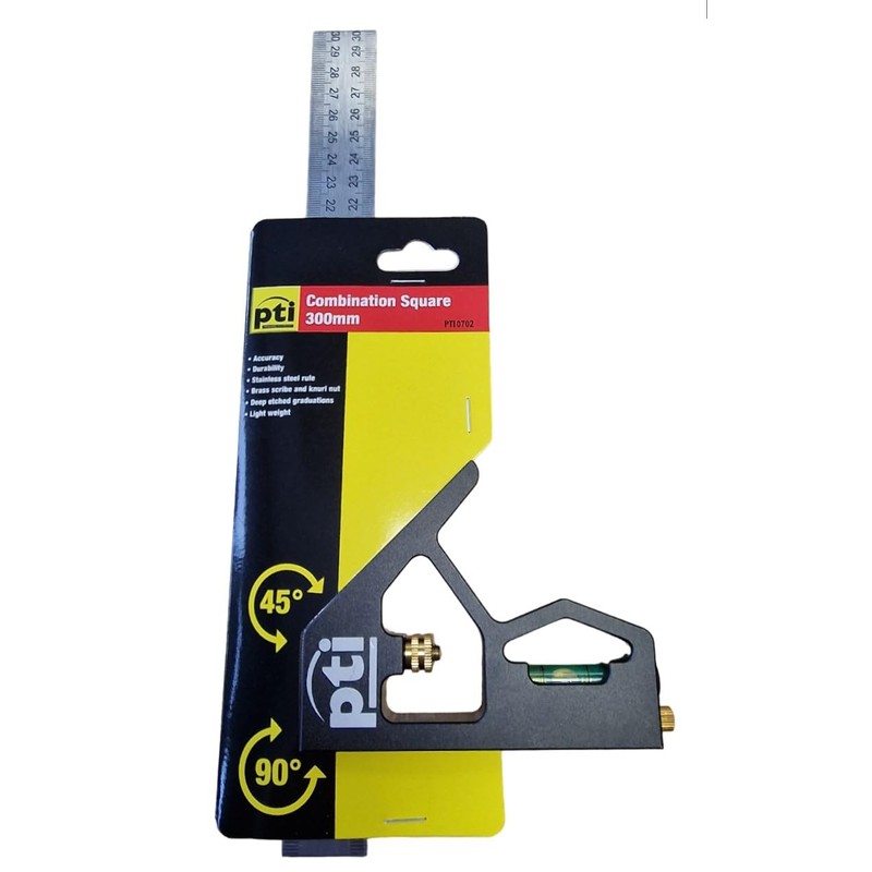 PTI Combination Square 12Inch/300mm, Engineers Set Square, Stainless Steel Angle