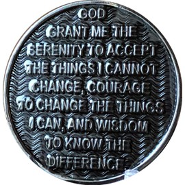 6 Year AA Medallion Gunmetal Reflex Design Serenity Prayer Chip VI Gun Metal