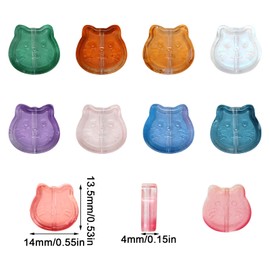 yueton 100PCS Cat Face Glass Beads Adorable Kitten Shape Glass Spacer Beads Cute Animal Charms Loose Beads for Bracelet Necklace Jewelry DIY Craft Making, Mixed Color