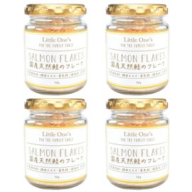 Little Ones Additive-Free Natural Salmon Flakes, 2.5 oz (70 g) x 4 Pieces, Low Salt