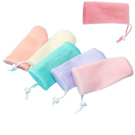 6PCS Multicolor Exfoliating Mesh Soap Pouch Bubble Foam Net Bag for Shower Saver Pouch Drawstring Foaming Net Soap Bag for Body Facial Cleaning Tool, 5 Colors Used Repeatedly Easy to Store,Cleansers