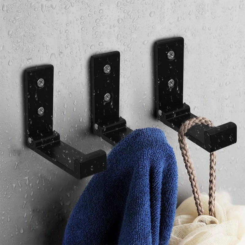 Pasking Pack of 10 Foldable Wall Hooks - Black Folding