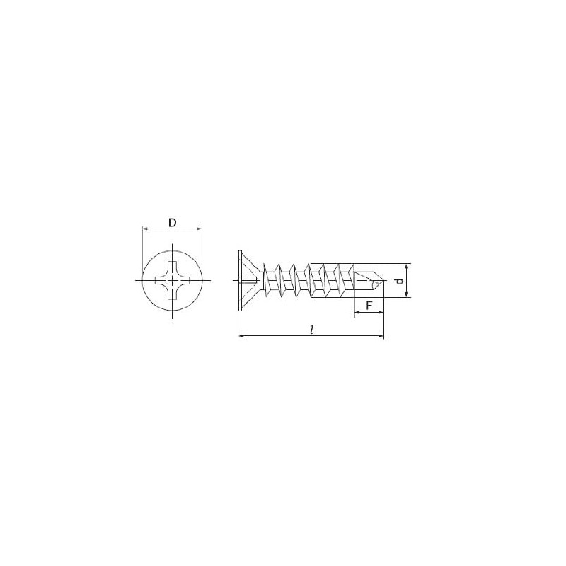 Osato Piercing Screw Countersunk Head 0.1 inch (3.5 mm) x