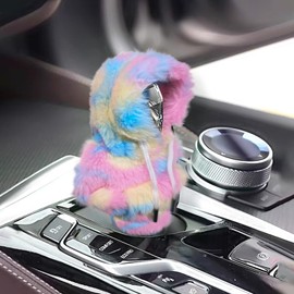 Universal Plush Hoodie Car Shift Knob Cover, Cozy Gear Shift Cover for Manual and Automatic Vehicles, Fun Car Interior Decor Accessories (Pink)