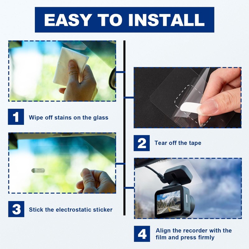 Rislobx Dashcam Windshield Sticker, 8PCS Electrostatic Stickers for Dash Cam